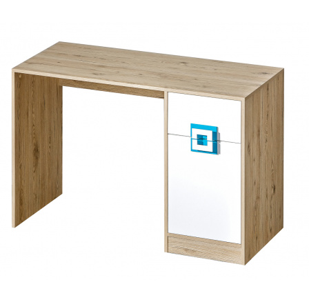 Psací stůl NICO 10, Světlý Dub/Bílá/Tyrkys