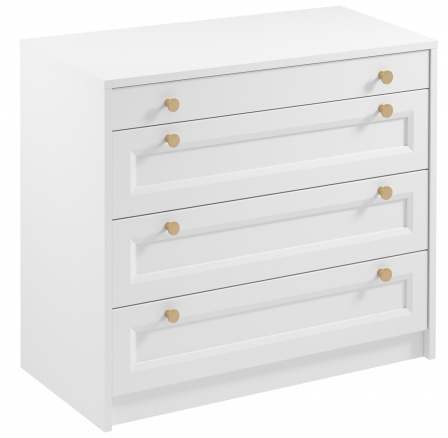 REL K4S komód, Fehér/Arany