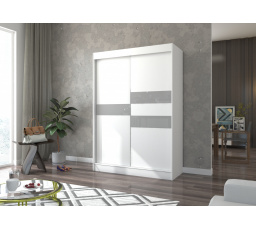 Tolóajtós szekrény lacobellel BATIA 150 Fehér+Szürke Lacobel