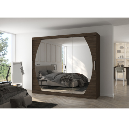 Tolóajtós szekrény tükörrel CAMBE 250 Choco+Choco