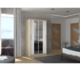 Tolóajtós szekrény tükörrel DRAGONIS 100 Sonoma+Fehér