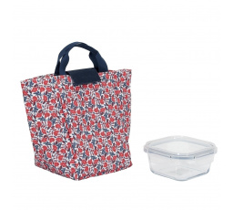 Ebéd doboz és piros hőtáska szett