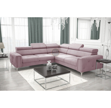 NAROŻNIK ORION I Z FUNKCJĄ SPANIA 255×255 CM - Odcienie różu , prawa