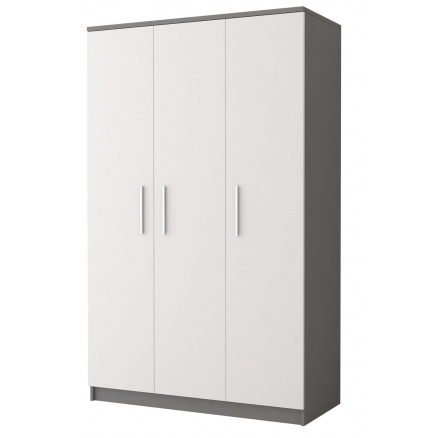 3D OMEGA II - 19 Gardróbszekrény, Szürke/Fehér