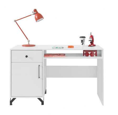 BERGEN íróasztal - BE9, Fehér Lux + Fehér magasfényű