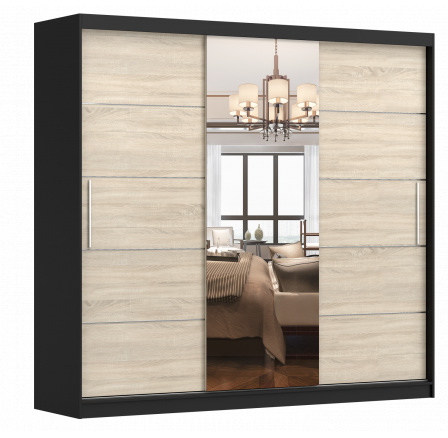 MULTI 23 Gardróbszekrény, Fekete/Sonoma Tölgy