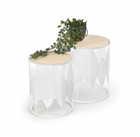 FOLLA dohányzóasztal készlet, fehér/természetes