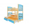 Háromszemélyes emeletes ágy matracokkal SORIA Pine+Blue