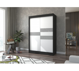 Tolóajtós szekrény lacobellel BATIA 150 Fekete+Fehér