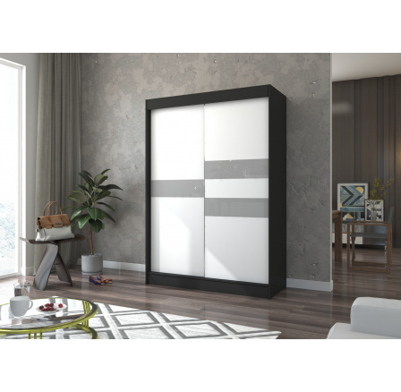 Tolóajtós szekrény lacobellel BATIA 150 Fekete+Fehér