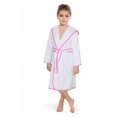 Dětský froté župan bílý s růžovou stuhou