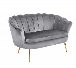 Sofa SF1-FXJG bársony szürke, arany lábakkal