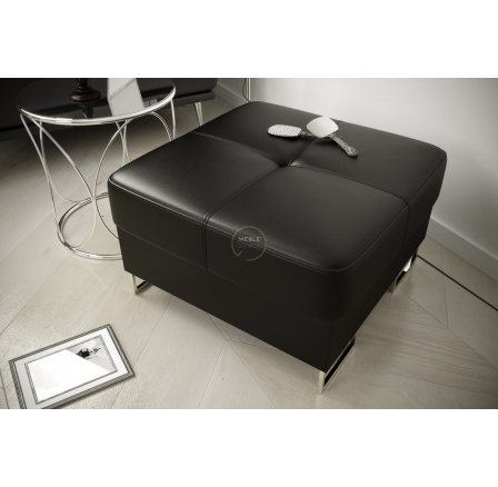 PUFA ZE SCHOWKIEM 70x70 CM GALAXY - Czarna eko skóra