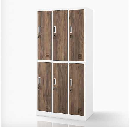 Fehér / dió BHP szociális ruhásszekrény 6 ajtós: Eco Design IGOR, 900 x 1850 x 450 mm Fehér / dió BHP szociális ruhásszekrény 6 ajtós: Eco Design IGOR, 900 x 1850 x 450 mm