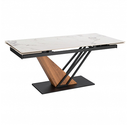 Stół REX 2 Ceramiczny Rozkładany 180-240 cm Biały Marmur/Dąb