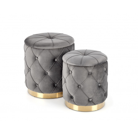 POLLY puff készlet, szürke bársony