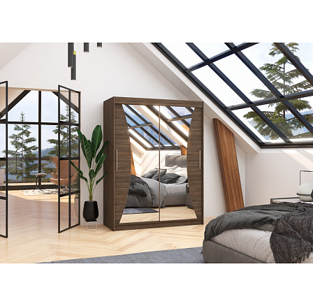 Tolóajtós szekrény tükörrel MAX 150 Choco+Choco