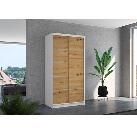 Tolóajtós szekrény RIVA 100 Fehér+Artisan