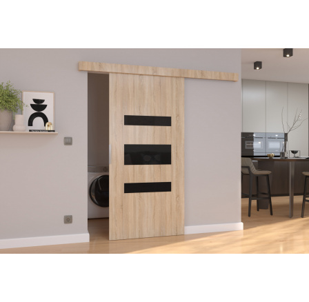 DESIO 86 tolóajtó Sonoma+Fekete Lacobel