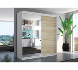 Tolóajtós szekrény tükörrel DELLA 200 Fehér+Sonoma
