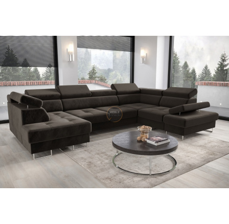 NAROŻNIK GALAXY MAX II Z FUNKCJĄ SPANIA 210x350x165 - Odcienie szarości , prawa