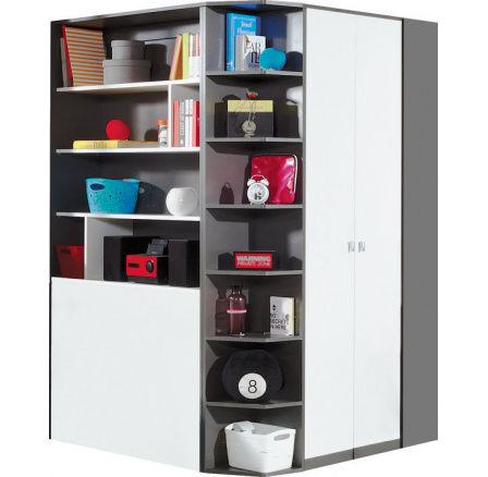 Šatní skříň TABLO - TA1 L/P, grafit + bílý lux Šatní skříň TABLO - TA1 L/P, grafit + bílý lux