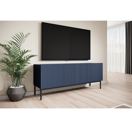Skříňka RTV Nicole 150 cm - modrá MDF / černé nožky Skříňka RTV Nicole 150 cm - modrá MDF / černé nožky