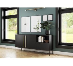 Lanzzi 180 Komoda Czarny Mat /Czarny Mat Czarny Mat, Czarny Mat 180x80