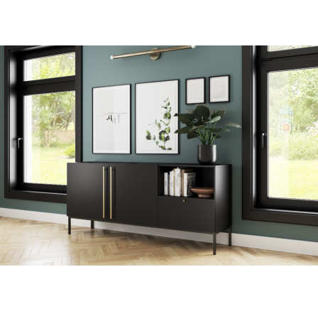 Lanzzi 180 Komoda Czarny Mat /Czarny Mat Czarny Mat, Czarny Mat 180x80