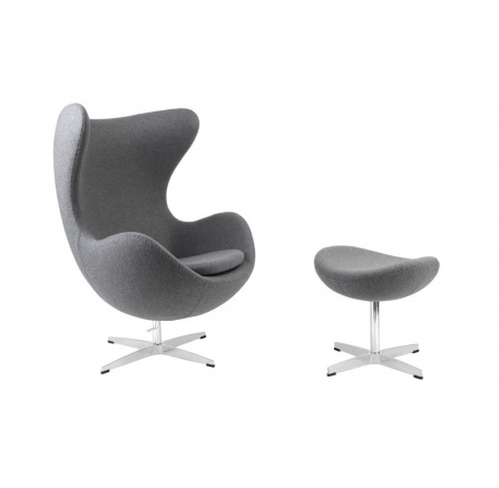 Tojás fotel lábtartóval kasmír 42 világosszürke Prémium