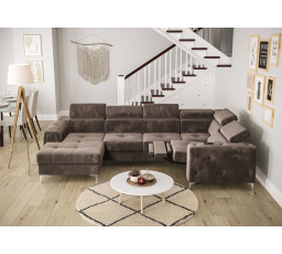 NAROŻNIK ORION MAX III RELAX Z FUNKCJĄ SPANIA 165x320x190 CM - Odcienie brązowego , prawa