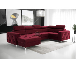 NAROŻNIK ORION MAX III Z FUNKCJĄ SPANIA 165x320x185 CM - Odcienie czerwieni , prawa