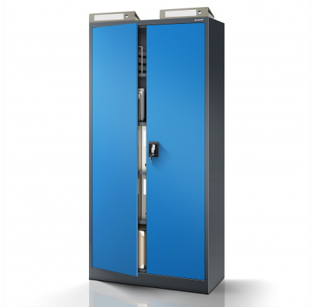 Irodai fém iratszekrény antracit-kék: JAN H, 900 x 1950 x 400 mm