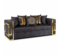 Sofa PALLAZO 3S Trzyosobowa Czarny/Złoty