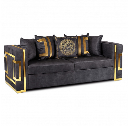 Sofa PALLAZO 3S Trzyosobowa Czarny/Złoty