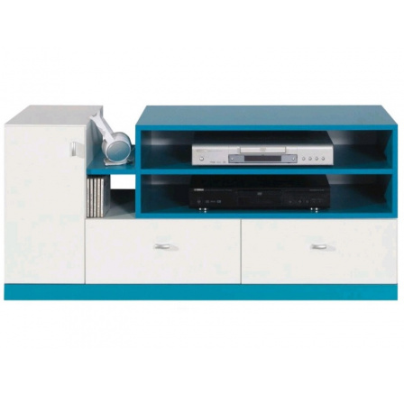 TV komód MOBI MO12, Fehér Lux / Türkiz