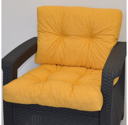 Polstr na křeslo z umělého ratanu - látka žlutý melír