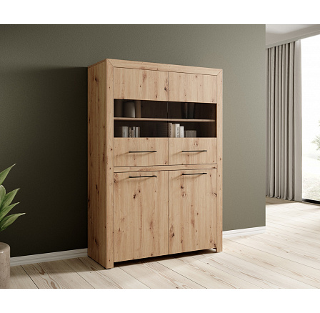 Alacsony vitrin JANEZ Artisan+Fekete Alacsony vitrin JANEZ Artisan+Fekete