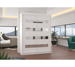 Tolóajtós szekrény tükörrel BALTIC 150 Fehér+Fehér