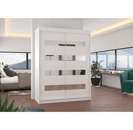 Tolóajtós szekrény tükörrel BALTIC 150 Fehér+Fehér