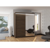 Tolóajtós szekrény tükörrel és LED világítással VIKI 180 Choco+Choco