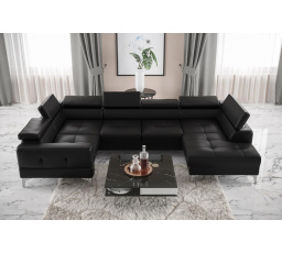 NAROŻNIK ROZKŁADANY TOSCANIA MAX I 170x350x185 CM - lewa , Czarna eko skóra