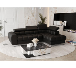 NAROŻNIK ASPEN MINI SKÓRA NATURALNA 260x170 CM - prawa , Skóra czarna