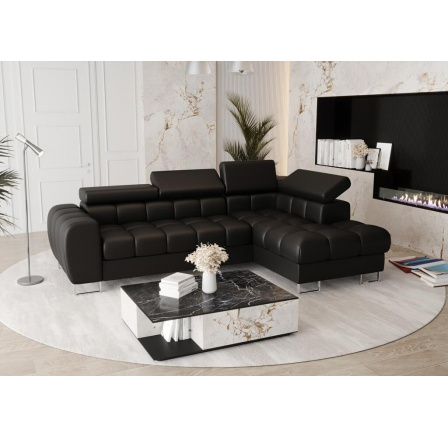 NAROŻNIK ASPEN MINI SKÓRA NATURALNA 260x170 CM - prawa , Skóra czarna