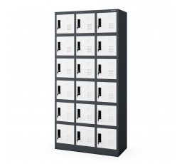 Zárható fém öltözőszekrény talapzaton KAROL, 900 x 1850 x 400 mm, antracit-fehér