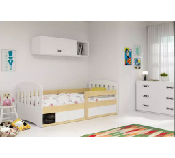 Łóżko pojedyńcze dla dzieci Classic, w kolorze sosnowym, z materacem 80 x 160