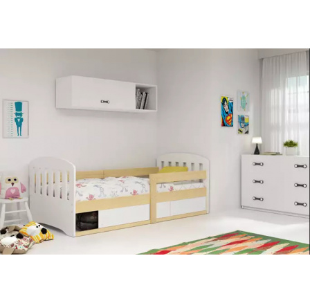 Łóżko pojedyńcze dla dzieci Classic, w kolorze sosnowym, z materacem 80 x 160