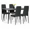 Jídelní set s 4 židlemi, 130x70x76cm mramor, ASE-1003 BK2