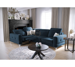 NAROŻNIK MALIBU RELAX Z FUNKCJĄ SPANIA 185x250 CM - lewa , Odcienie niebieskiego