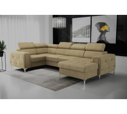 NAROŻNIK ORION MAX III Z FUNKCJĄ SPANIA 165x320x185 CM - Odcienie beżu , lewa